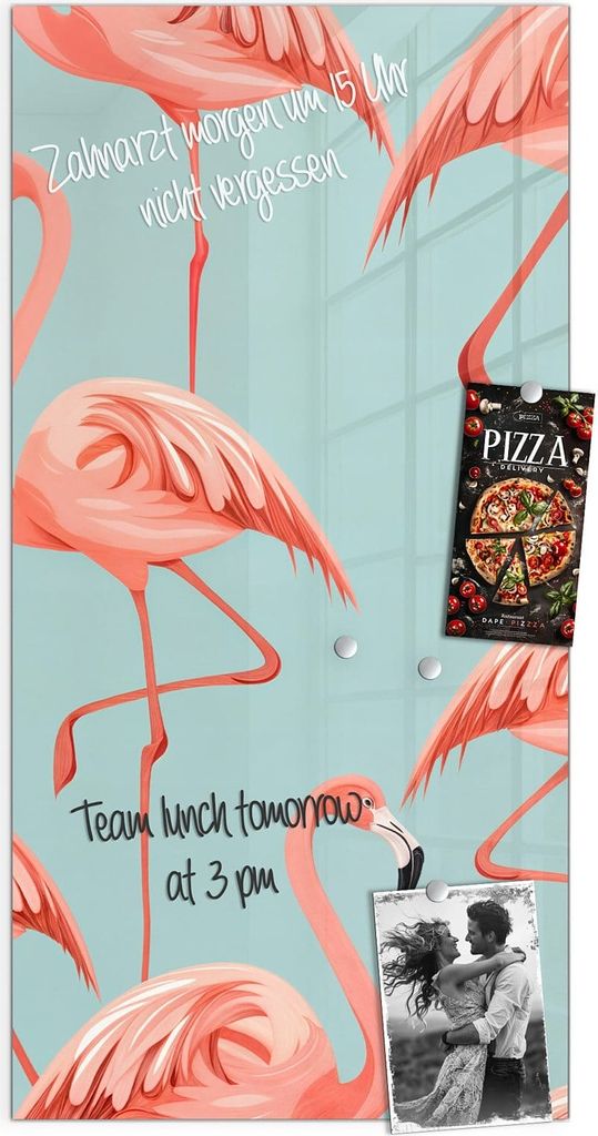 Magnettafel 50x100cm Pinnwand Whiteboard beschreibbar - Flamingo Design