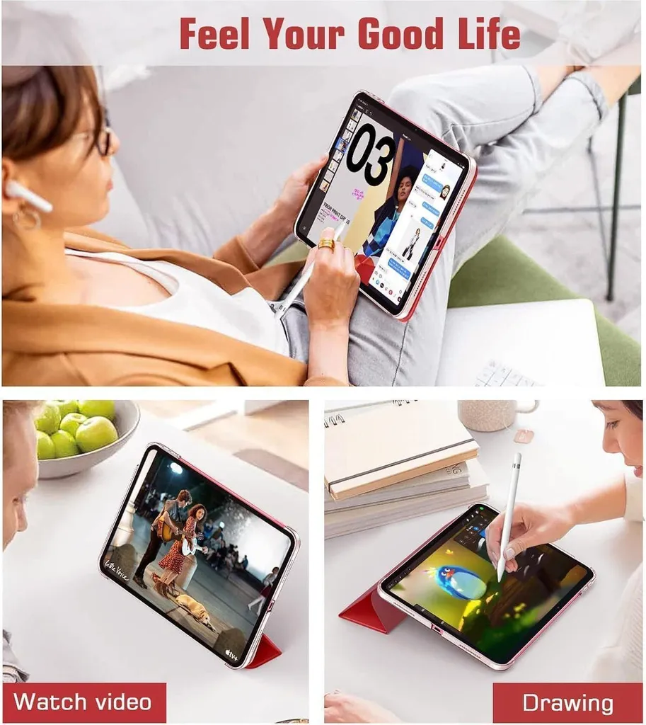 TiMOVO iPad 10.9 Case 2022 - Cover Rossa Elegante Smart Shell - 7