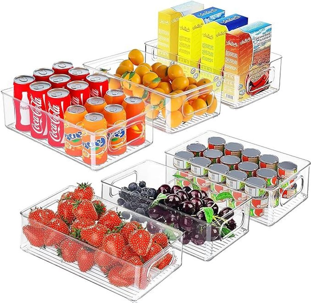 Gliese Korbeinsatz Kühlschrank Organizer Aufbewahrungsbox, Kühlschrankbox, Küchen-Organizer, stapelbar, BPA-frei, 6 Stück