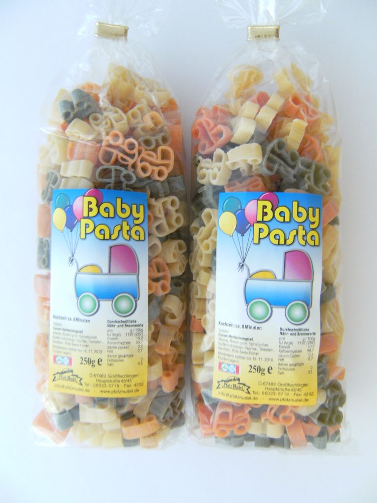 Streuteile Kinderwagen aus Nudelteig, 2X 250 g, Nudeln, Pasta, Dekoration, Delikatesse, Baby