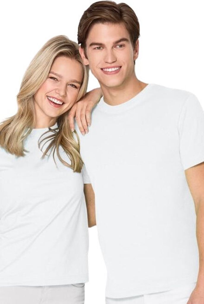 Atmungsaktives Uni-T-Shirt aus Baumwolle, 100% Baumwolle, unbedruckt, einfarbig, 135g/m2, Farbe weiß, Größe S