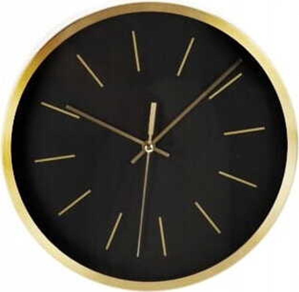 Horloge murale en métal noir avec cadre doré 25 cm Image du produit 