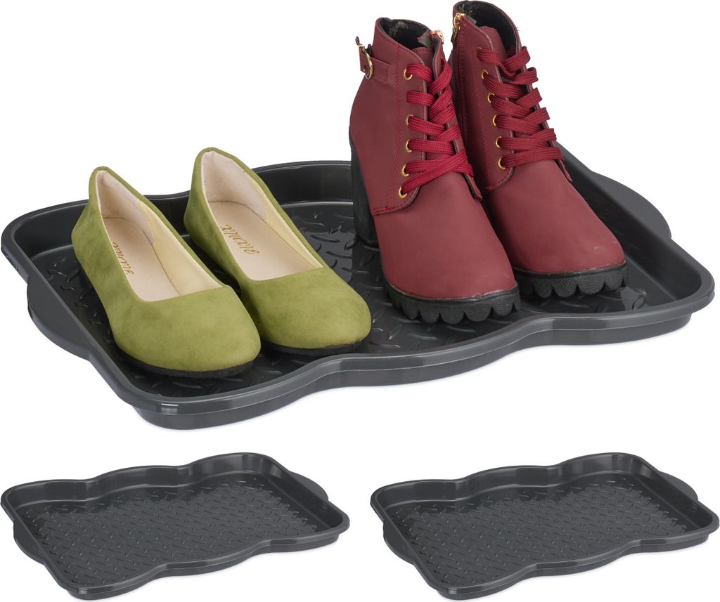Relaxdays Schuhabtropfschale 3er Set, Kunststoff, Produktbild 
