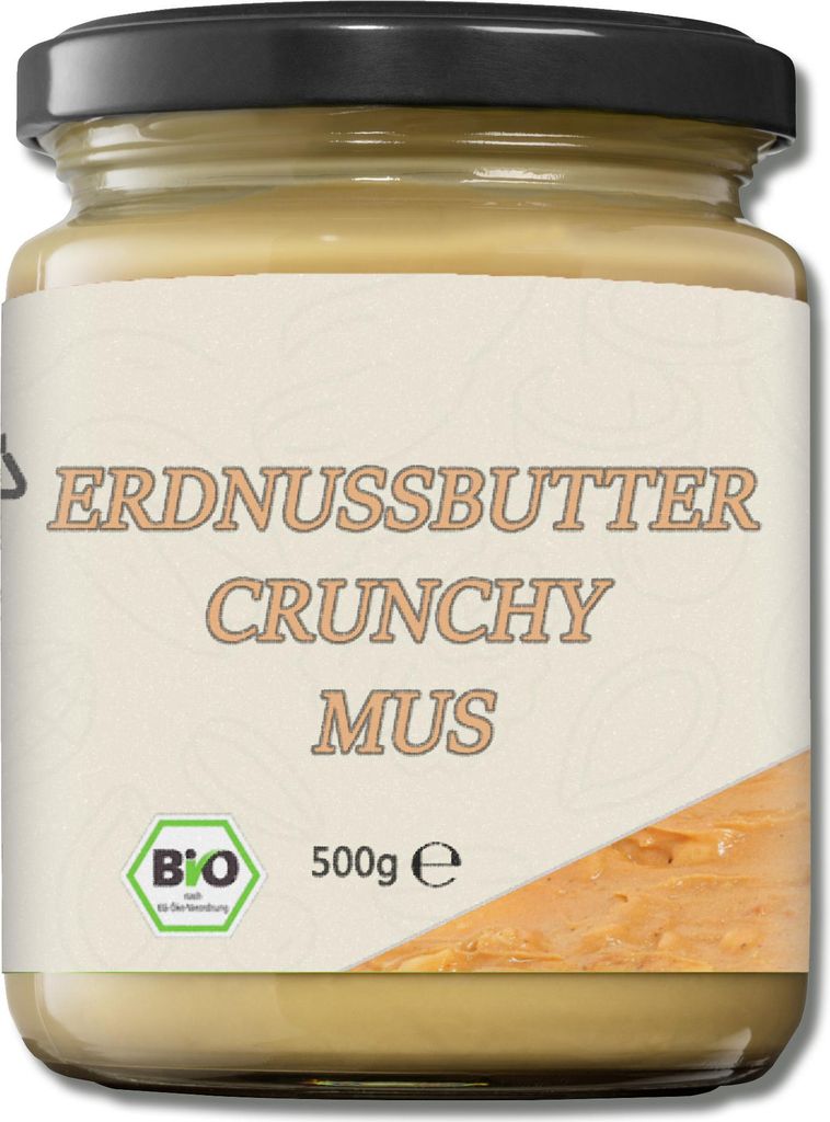 Erdnussbuttermus Crunchy kaufen – Natürlicher Brotaufstrich mit knackigen Erdnussstückchen2x0,5Kg