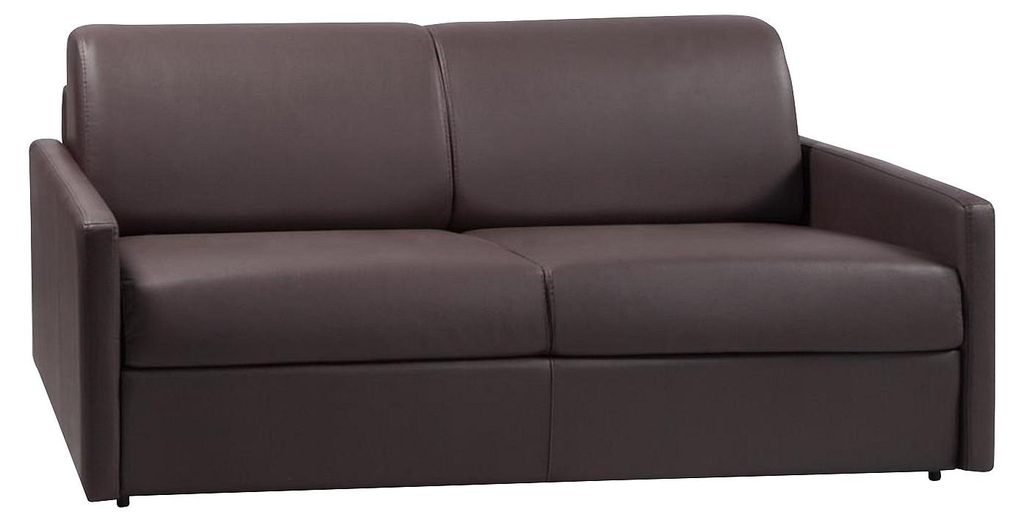 Express-Schlafsofa für 4 Personen aus braunem Kunstleder mit Sitzfläche aus Memory-Schaumstoff – Fläche 160 cm – Matratze 18 cm CALIFE