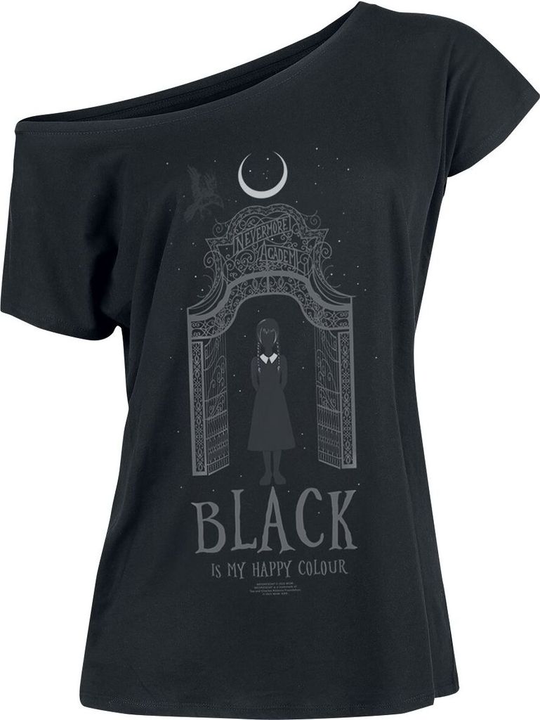 Wednesday T-Shirt Damen Black Is My Happy Colour schwarz 4XL