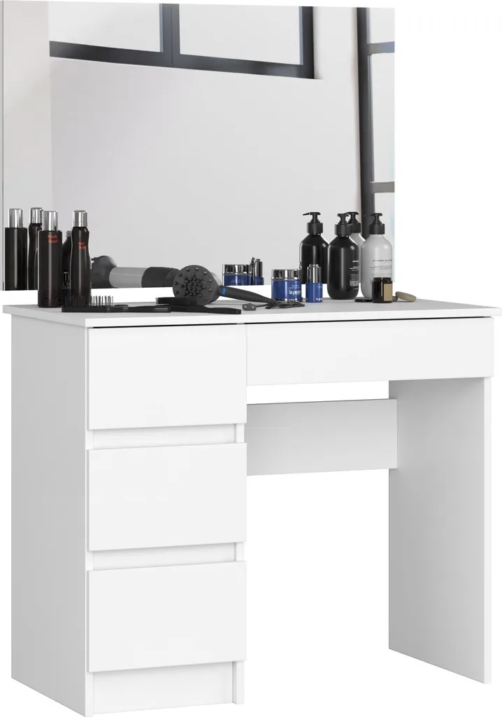 Table de maquillage blanche avec miroir et tiroirs 90x50 cm CLP T-6/SL