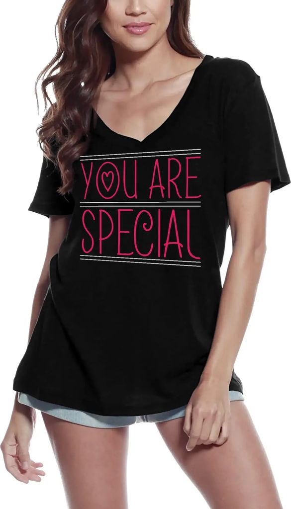 Damen Grafik T-Shirt V-Ausschnitt Du bist etwas Besonderes - Mama – You Are Special - Mom – Öko-Verantwortlich Vintage Jahrgang Kurzarm Lustig...
