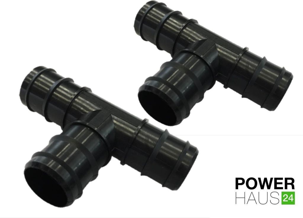 POWERHAUS24 - 2 x T-Stück - Schlauchanschluss mit 3 x 38 mm (6/4") - PH24_3000062-2