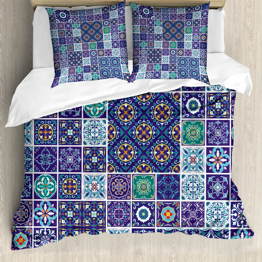 Copripiumino Etnico ABAKUHAUS Mosaico Blu 155x220cm Antiacaro