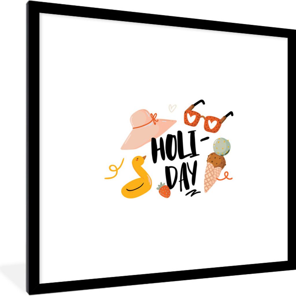 MuchoWow Gerahmtes Poster Sonnenbrille - Sommer - Rot 40x40 cm - Poster mit Schwarzem Bilderrahmen Wandposter Rahmen Foto Bilder - Poster - Plaka...