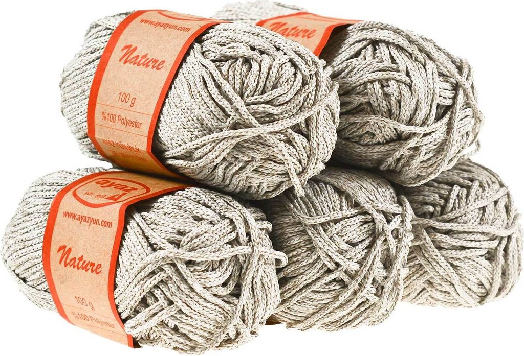 500g Strick-Garn Nature Strickwolle Häkelgarn Makramegarn, Freie Farbwahl, Farbe:grau | beige