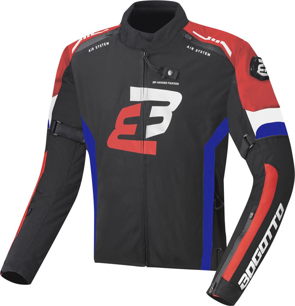 Bogotto GPX wasserdichte Motorrad Textiljacke, schwarz/rot/blau, XS