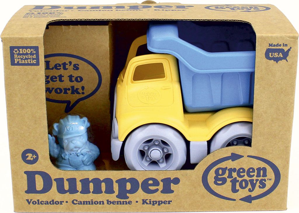 Green Toys Kipplaster nachhaltiges Spielzeug LKW blau gelb Produktbild 