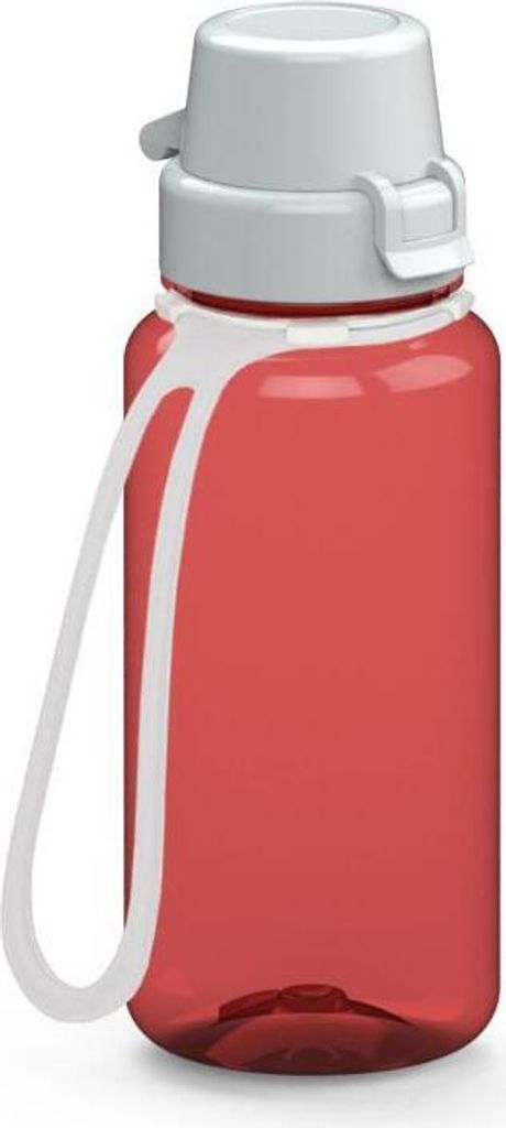 Trinkflasche Kinder 'School' 400 ml - bruchsichere Tritan Wasserflasche inkl. Strap - BPA-frei, auslaufsicher, spülmaschinenfest - transluzent-r...