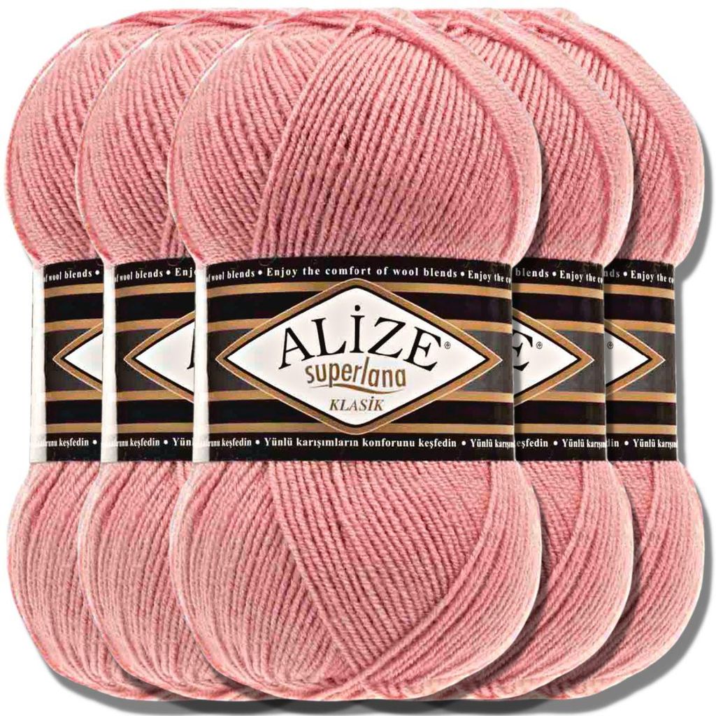 Alize 5x 100g Superlana Klasik Wolle, Uni, Häkeln, Stricken Produktbild 