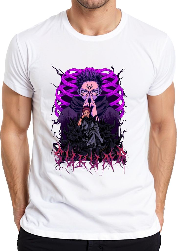 Sukuna Itadori Jujutsu Kaisen Anime Fluchkönig Otaku Geschenk Herren T-Shirt, Weiß, M