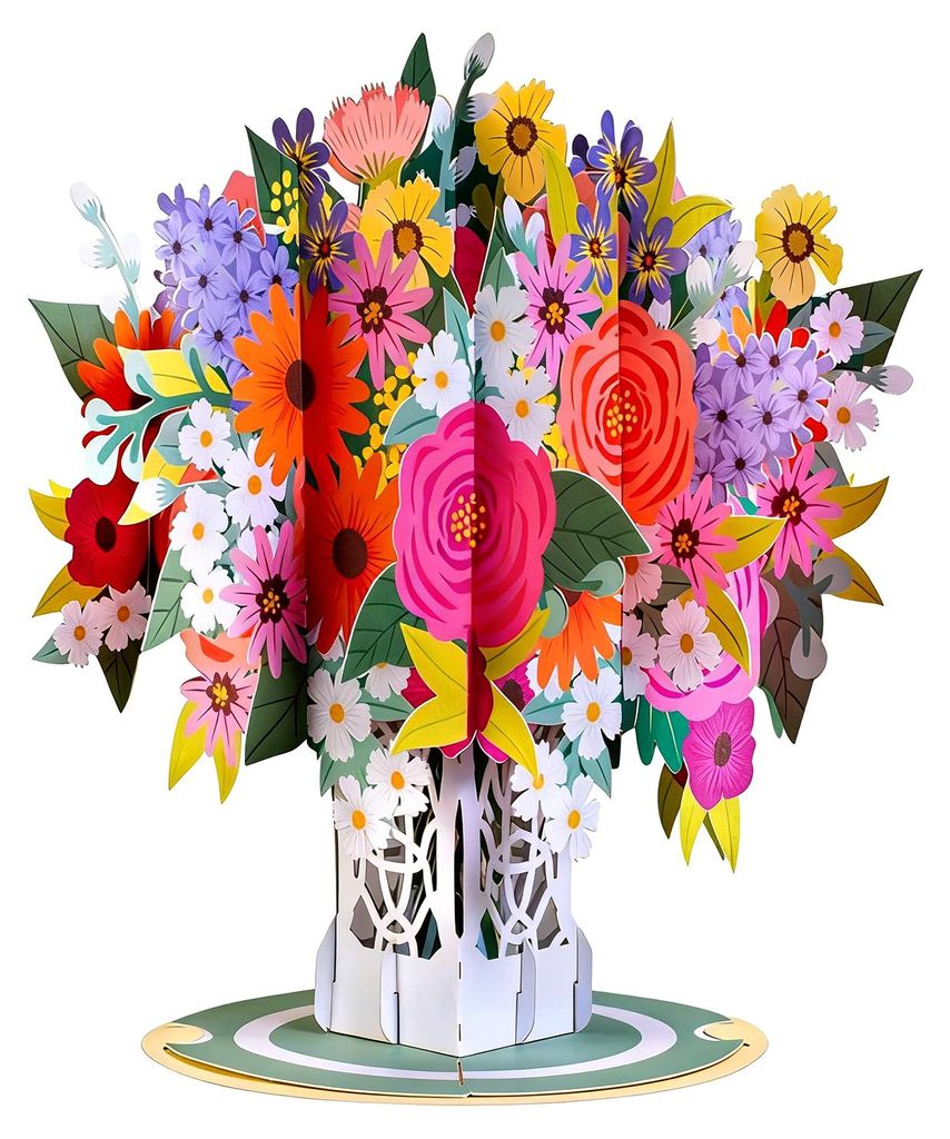 Pop-Up-Valentinstagskarte mit Wildblumenmotiv, 3D-Papierblumenstrauß, Grußkarte, faltbare romantische Blumenkarte für Geburtstag, Muttertag, Jah...
