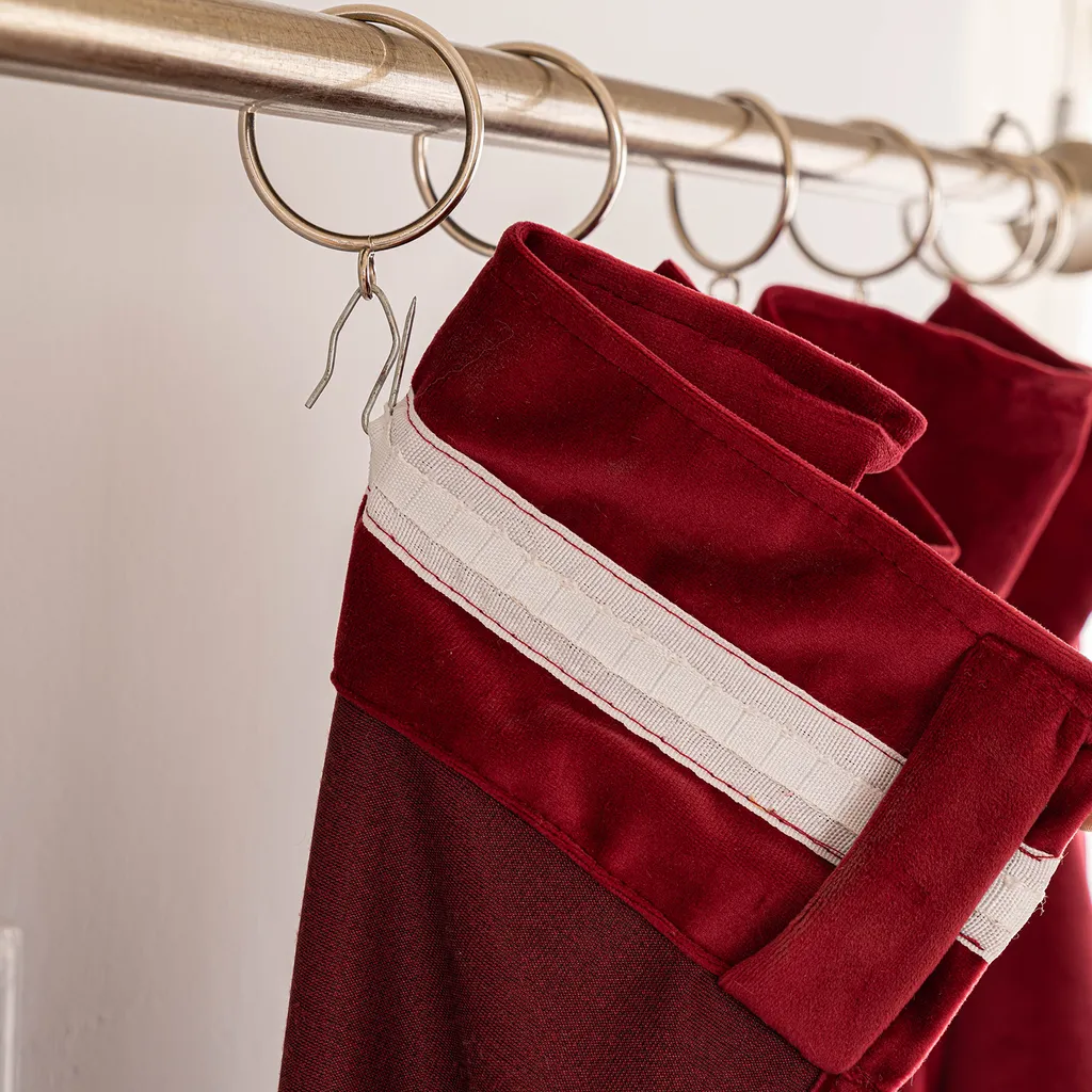 Tende Oscuranti Velluto Rosso L132xH213 cm - Set 2 Pezzi Termici - 6