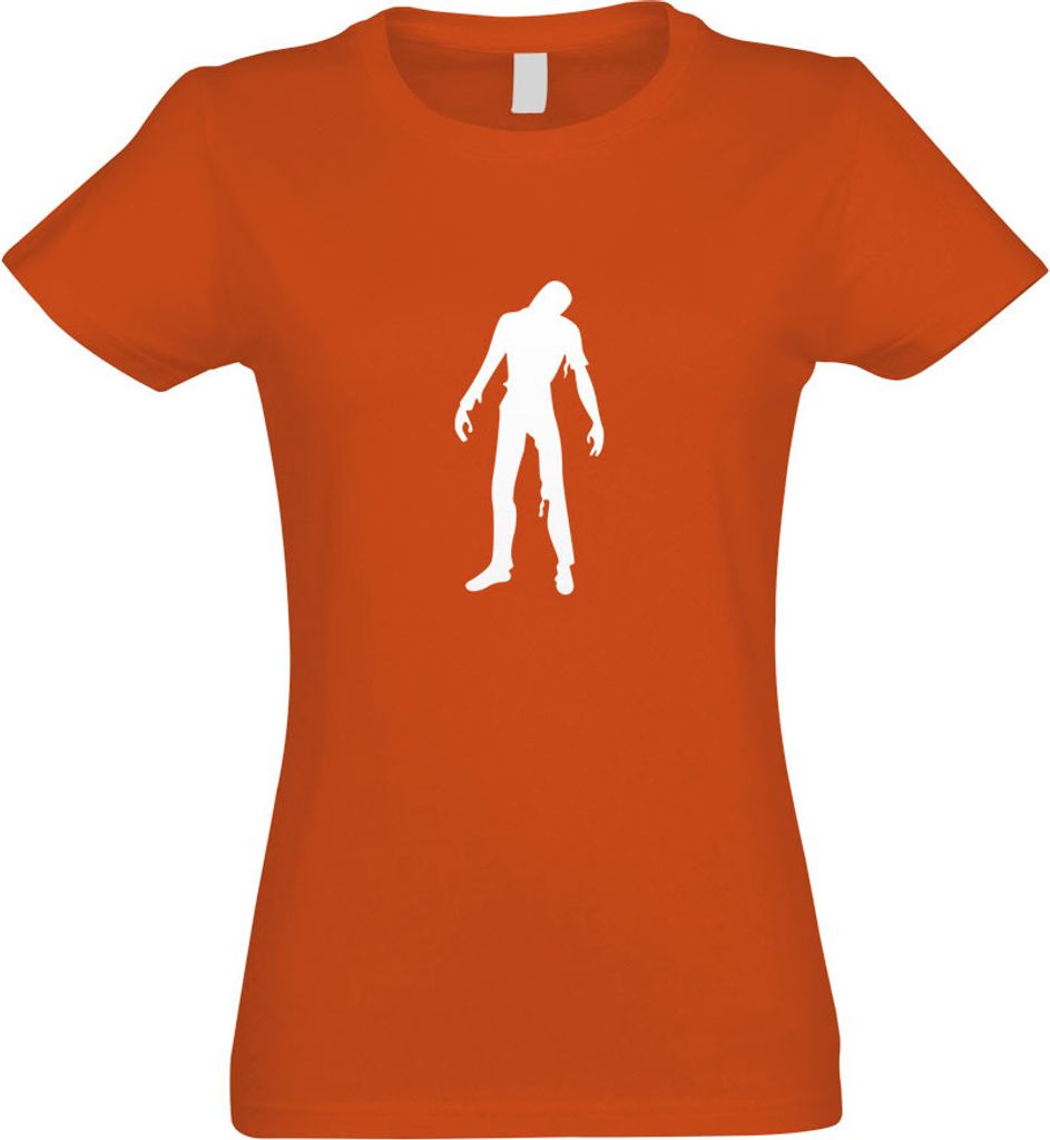Kiwistar - T-Shirt tailliert - Damen - orange - Zombie White - mit Motiv Bedruckt - Funshirt Design - Sport - Freizeit - Damen - S