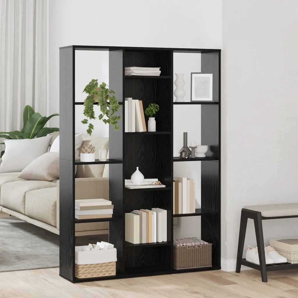Bibliothèque Séparateur de Pièce Noir 100 cm pour Salon et Bureau Chic