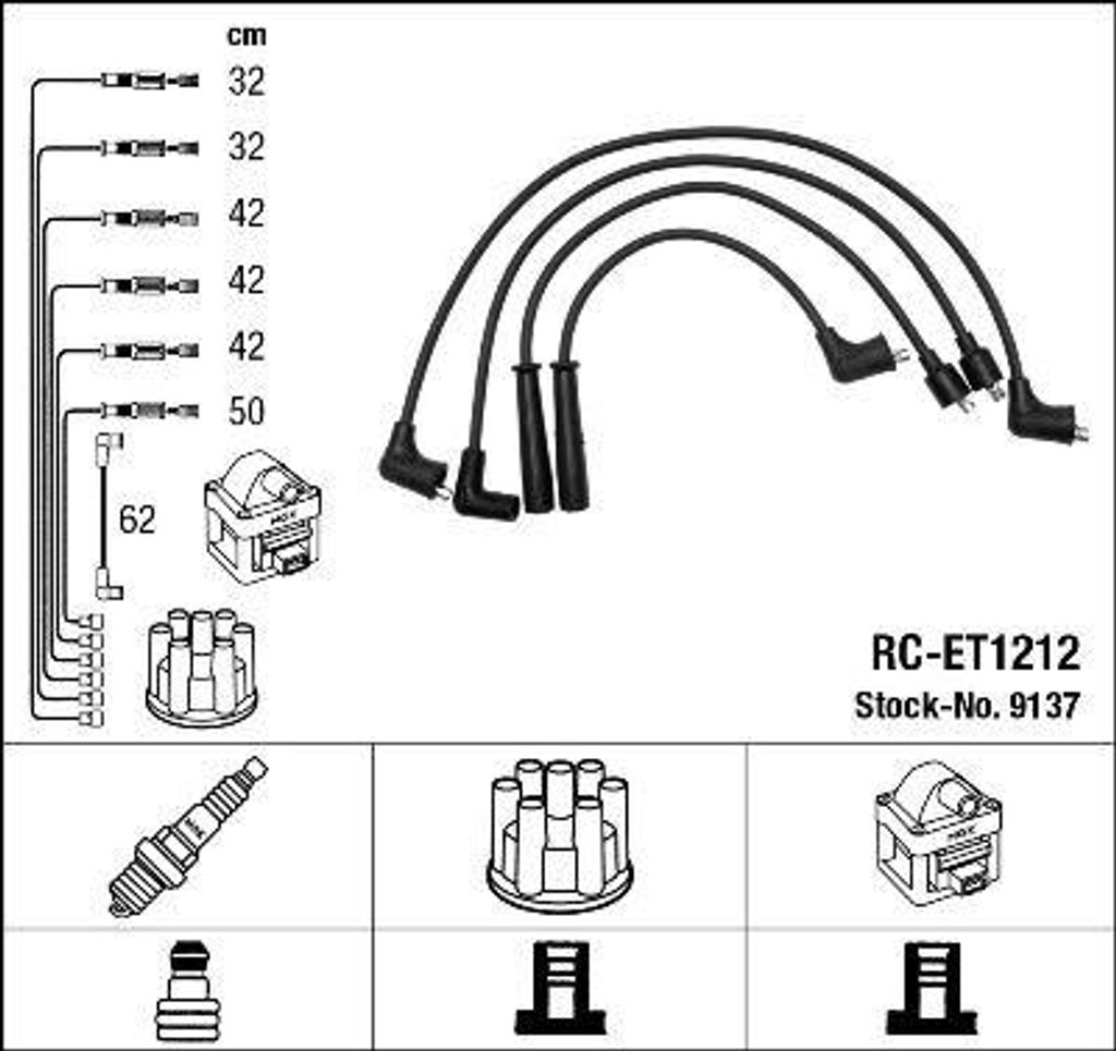 NGK 9137 Zündkabelsatz Zündleitungssatz für TOYOTA LAND CRUISER (J6) Land Cruiser SUV (J4, J5) LAND CRUISER Pick-up (J4)
