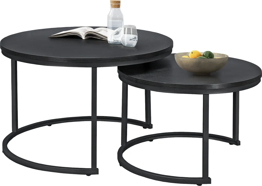 Table basse 'Christchurch' lot de 2 tables gigognes en métal noir mat