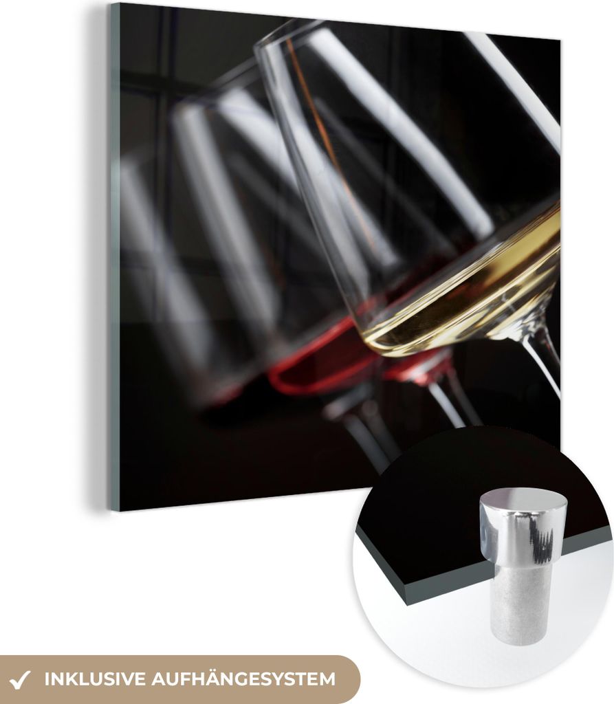 MuchoWow Glasbilder - Bilder auf Wandbild - Foto auf Glas Weinglas - Wein - Alkohol 50x50 cm Wanddekoration aus Glas - Acrylglasbild - Acrylbilder ...