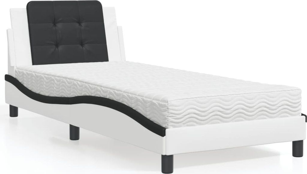 vidaXL Bettgestell ohne Matratze "Zadar" Weiß und Schwarz 90x190 cm Kunstleder