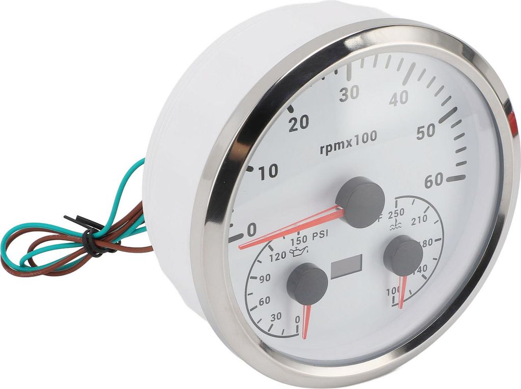110 mm Drehzahlmesser DC 9 bis 32 V, 6000 U/min, 0,150 PSI, Öldruck, 100–250 °F, Wassertemperatur, 3-in-1-Messgerät für LKW, Boot, Wohnmobil,...