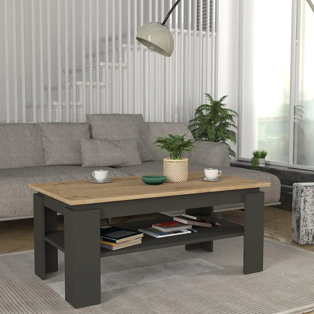 Tavolino Design Krirdfjos Antracite e Rovere 110cm - Upgrade Salotto