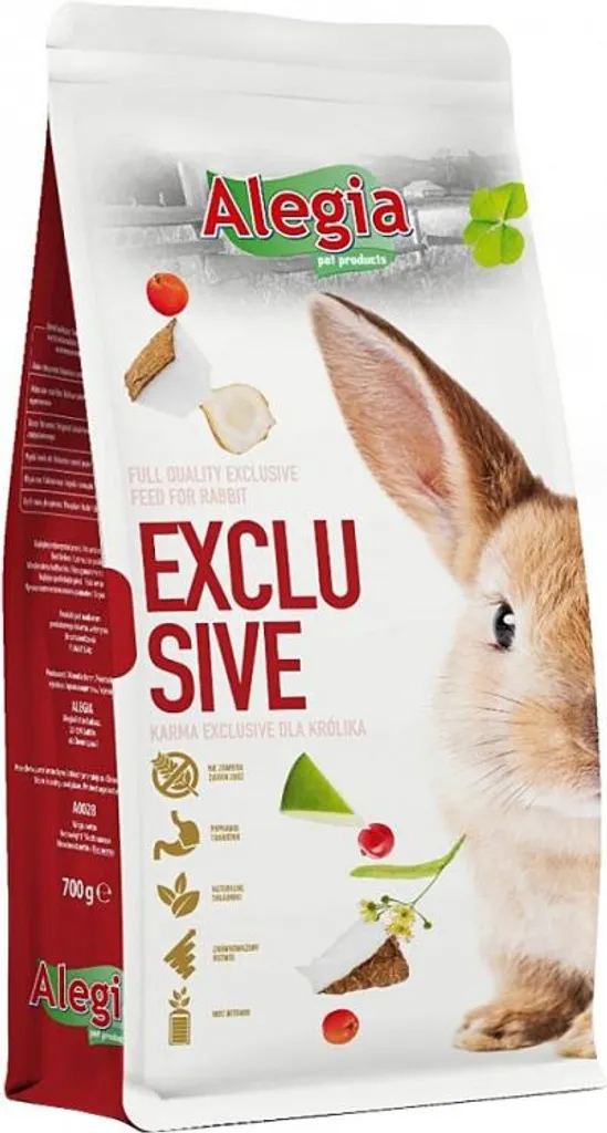Cibo per Conigli Alegia Exclusive 700g: Dieta Naturale senza Cereali