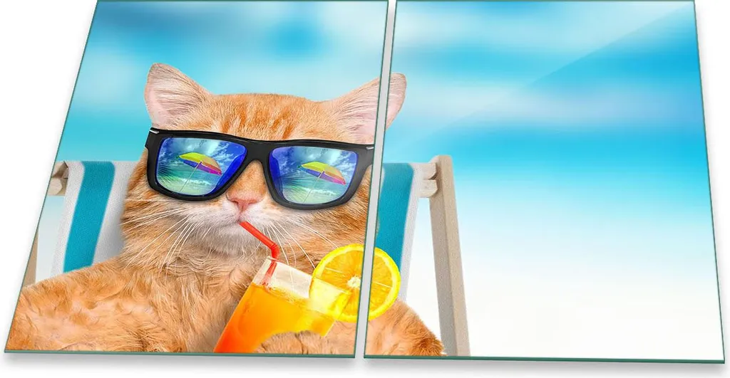 Copertura Piano Cottura Ceramica 2 Pezzi 40x52 | Tagliere Vetro Animali