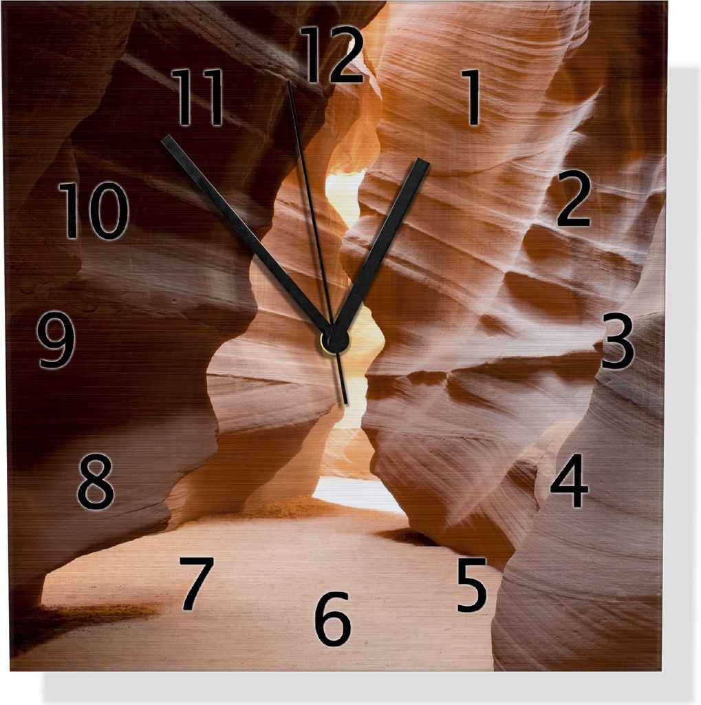 Wallario Design Wanduhr Antelope Canyon Arizona USA aus Aluverbund, Größe 30 x 30 cm