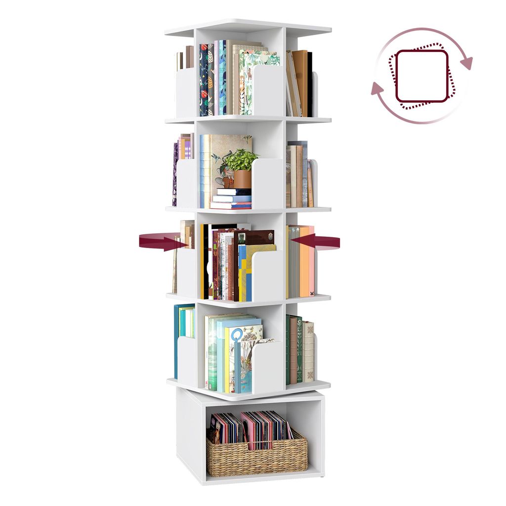 VASAGLE Bücherregal mit 5 Ebenen, drehbares Standregal, mit Produktbild 