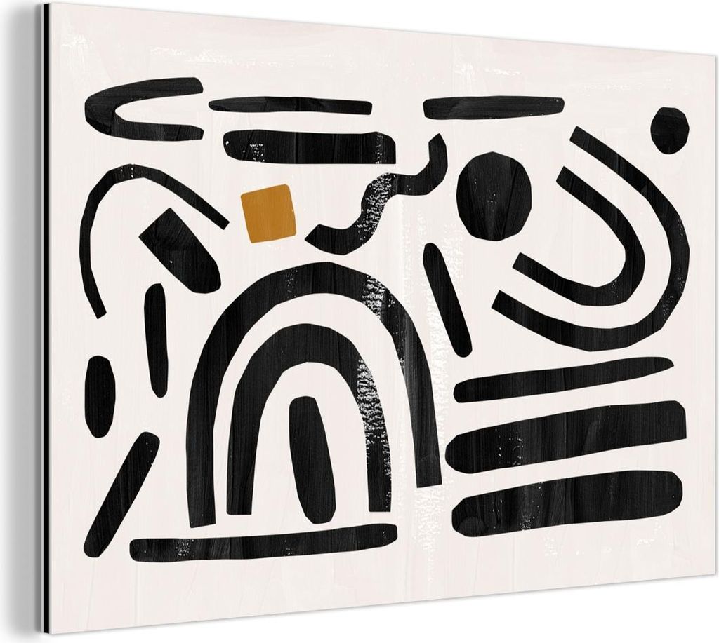 MuchoWow Wanddekoration Metall Metallbild Wandkunst 30x20 cm Abstrakt - Kunst - Formen - Schwarz MuchoWow Aluminium Gemälde - Aluminiumgemälder