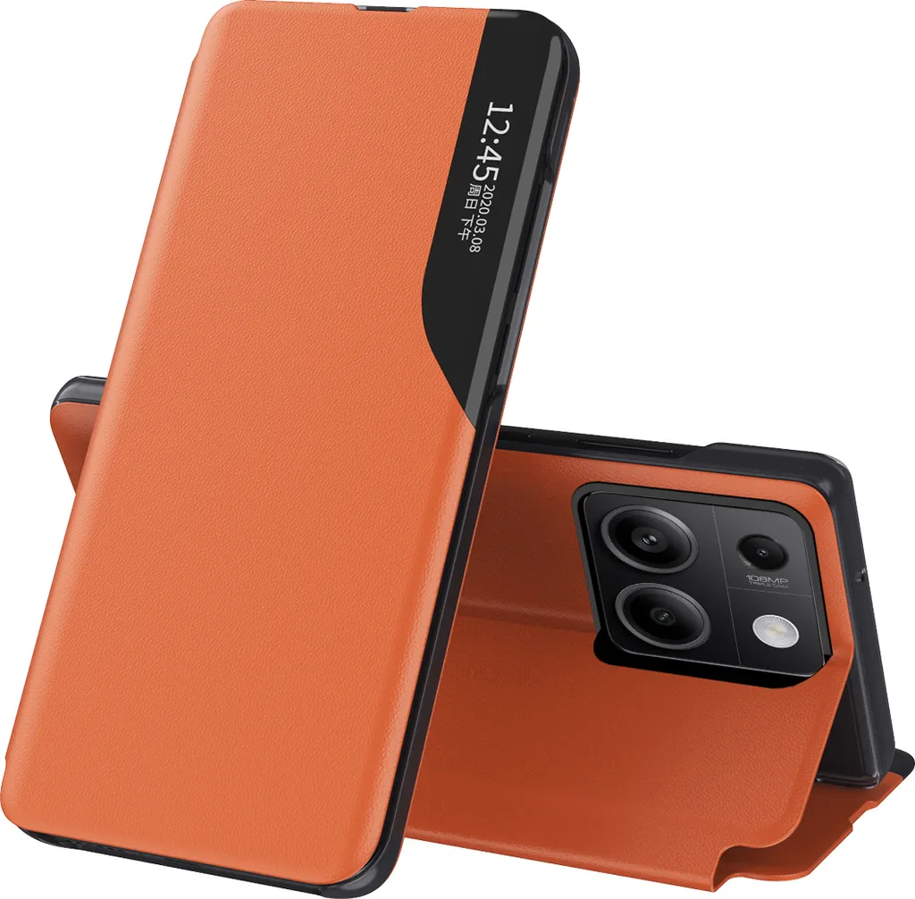 Cover a Libro Poco M6 Pro 4G con Finestra - Arancione Stand Case