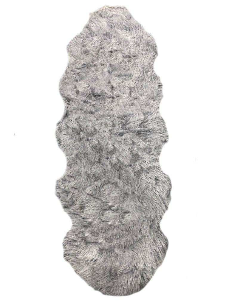 walexo Echtes Lammfell Teppich Läufer – Weiches Naturfell, , Sofaüberwurf, Bettvorleger, Wohnaccessoire, Grau 190 cm