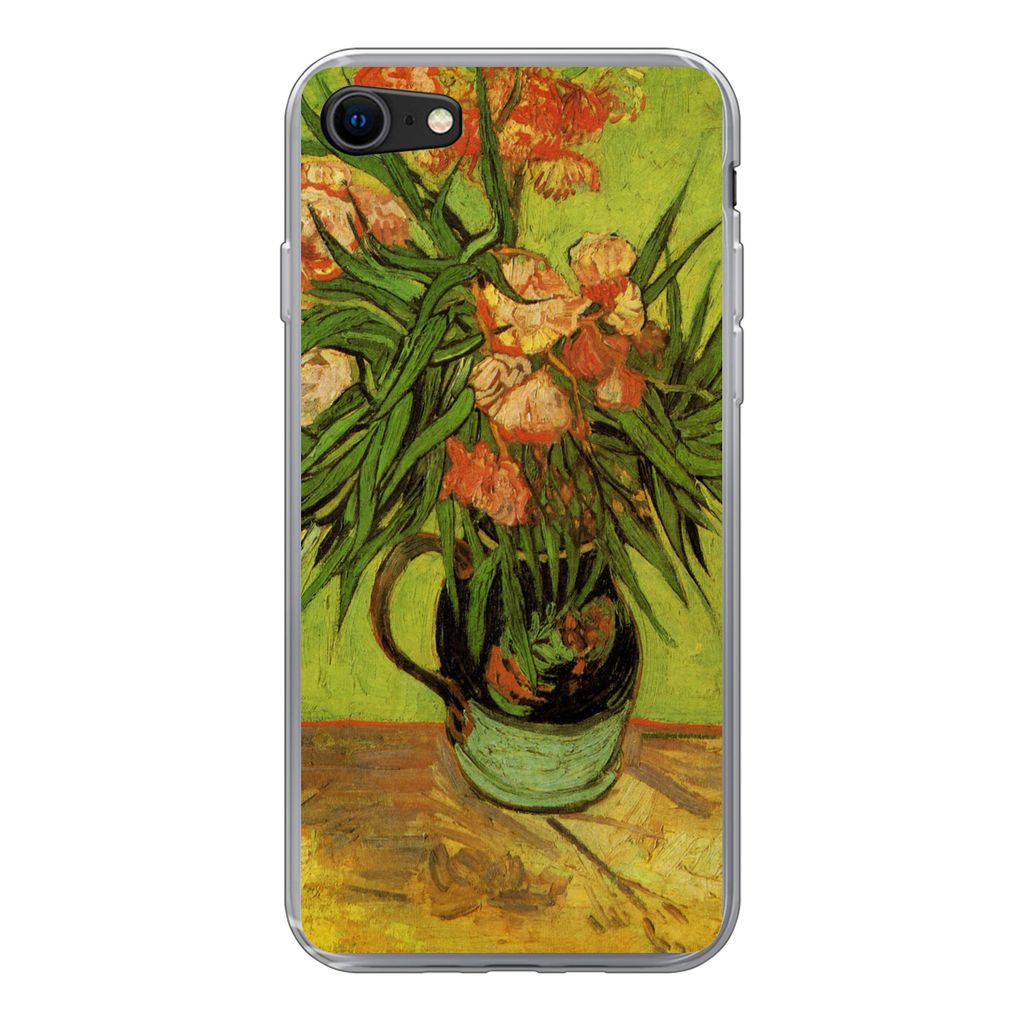 MuchoWow Handyhülle Schutzhülle Hülle für iPhone 7 Stillleben Vase mit Oleander und Büchern - Vincent van Gogh Silikon Softcase Handy Hülle...