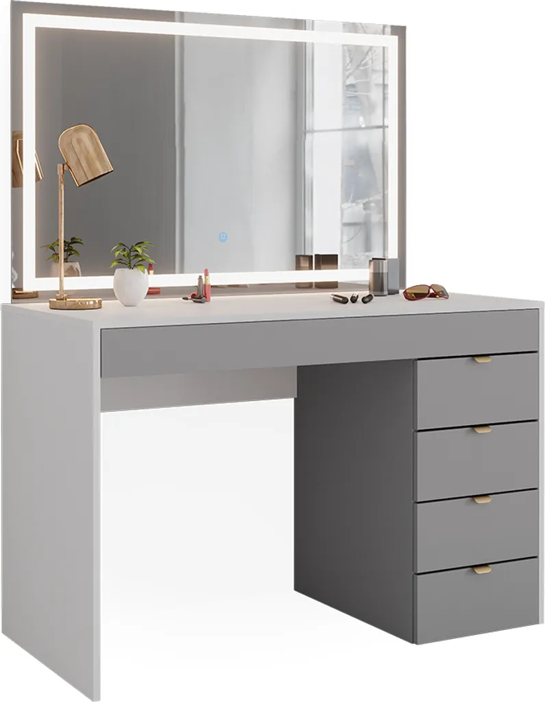 Coiffeuse de chambre Vicco Elise 115 cm avec miroir LED pour adulte