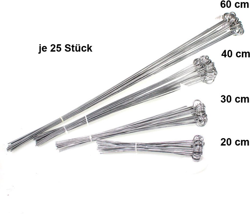 25 Metallstecker Preisschildhalter Etikettenhalter Schilderhalter 20cm Öse 18mm verzinkt