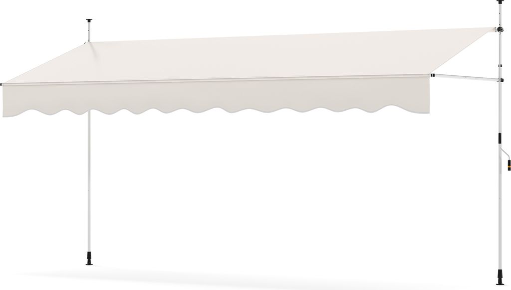 A white awning supported by poles, shown against a white background.