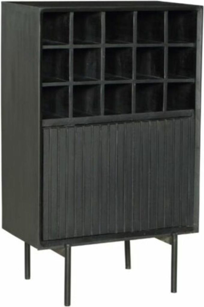 Weinschrank Dimora Mangoholz Metall Schwarz 55 x 35 x 90 cm, Masse:55 cm X 35 cm