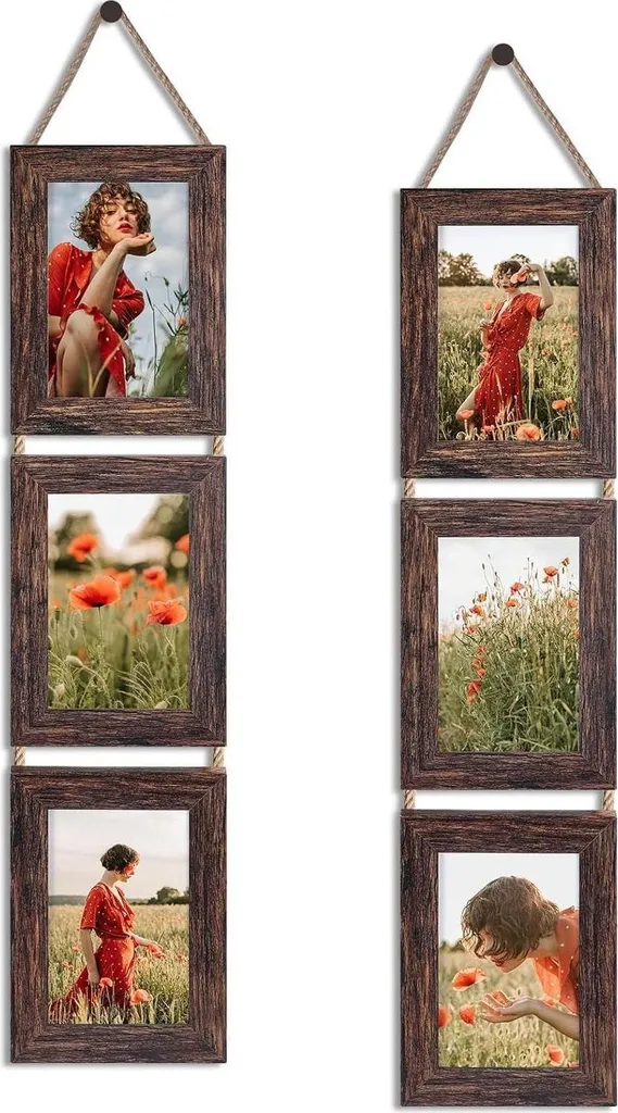 Set 6 Cornici Foto 10x15 Verticali EYMPEU - Stile Shabby Marrone