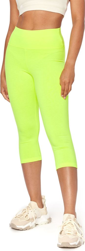 Bellivalini Neon Leggings Damen High Waist 3/4 BLV50-298 (Neon Gelb, XXL)