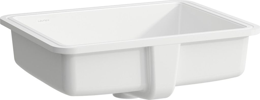 LAUFEN Savoy Einbauwaschtisch, Einbau von unten, ohne Hahnloch, mit Überlauf, Unterseite glasiert (für verbesserte Hygiene), rechteckig, 500x395m...