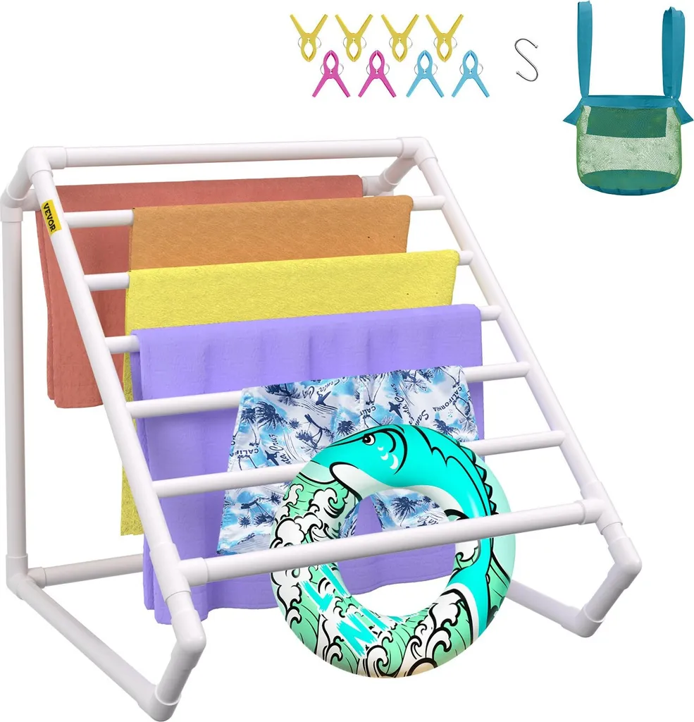 Supporto Portasciugamani Professionale PVC 8 Bracci 138x138x140 cm