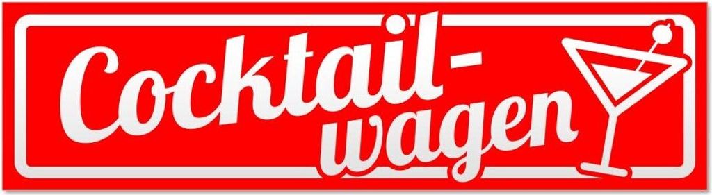 Kiwistar Cocktailwagen mit Glas invertiert Magnetschild Schild magnetisch - 20cm Rot - Magnetfolie für Auto PKW Kfz