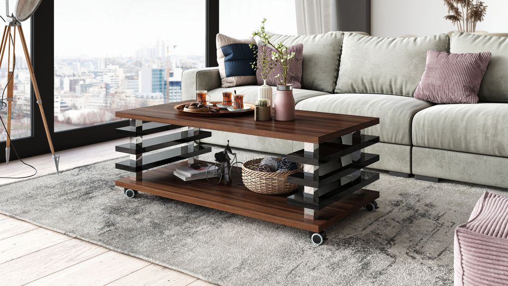 Design Couchtisch DC-3 Wohnzimmertisch Tisch Rollen