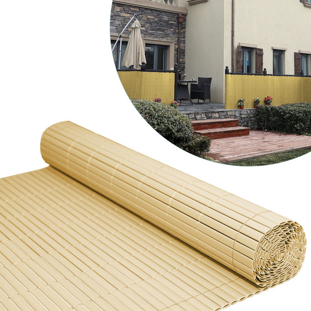 SWANEW Sichtschutzmatte PVC Sichtschutzzaun Bambus Windschutz fur Garten Balkon und Terrasse 160x400cm
